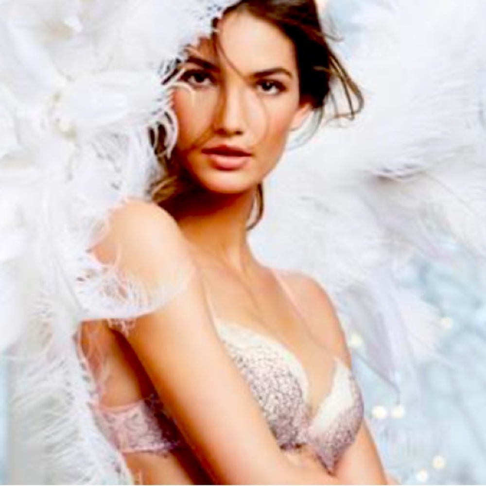 Dream Angels Lined Demi 34DD garter & thong with Swarovski